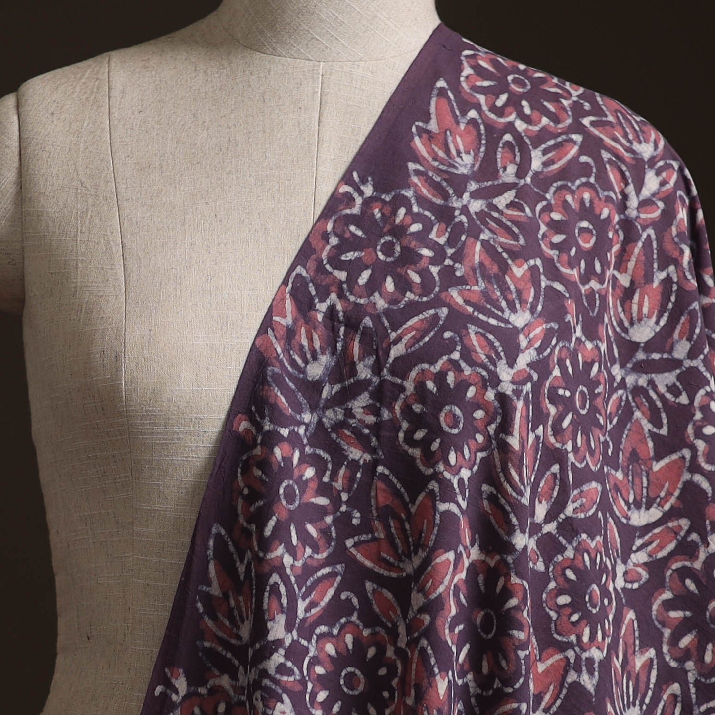 Purple - Bagru Dabu Hand Block Print Natural Dyed Cotton Fabric 56