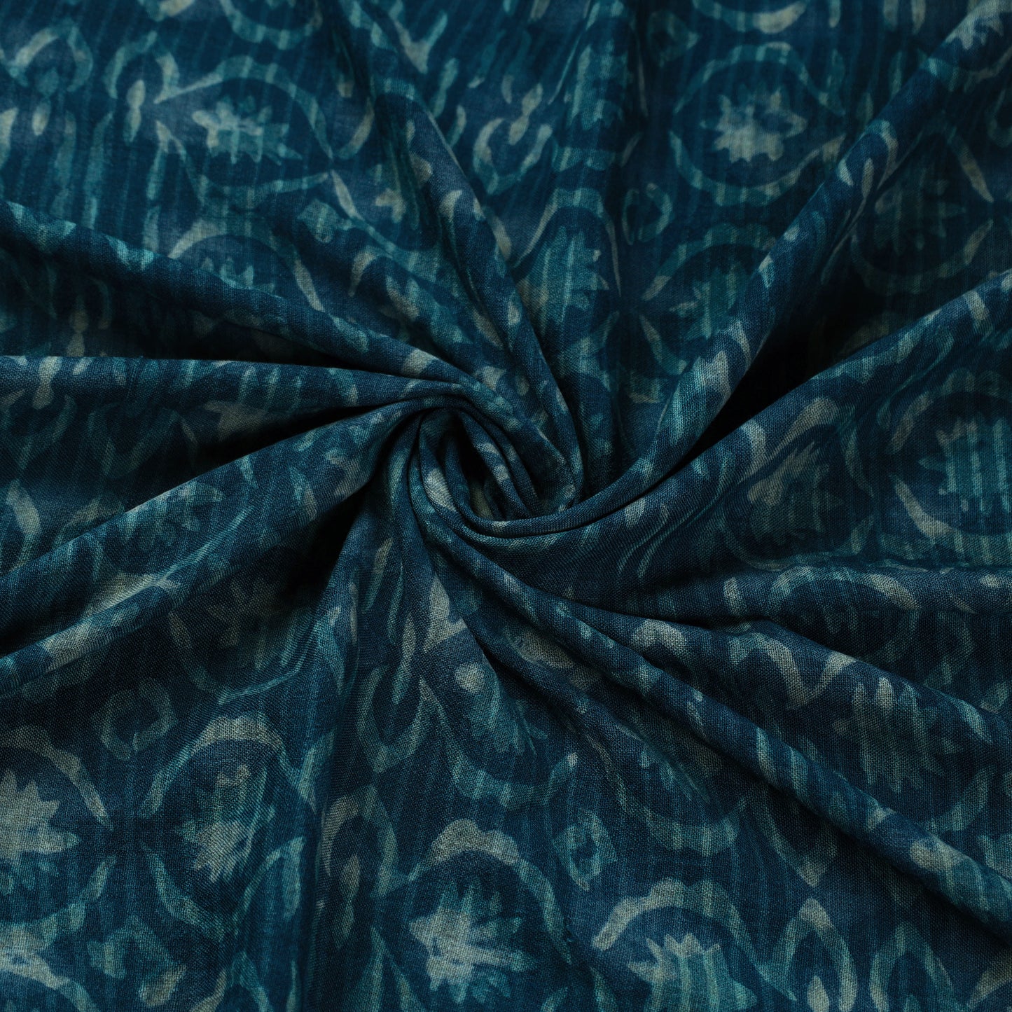 Blue - Pure Wool Handloom Akola Print Fabric 11