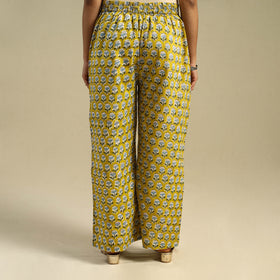 Yellow Block Print Cotton Sanganeri Palazzo 
