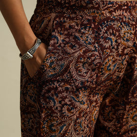  Maroon Pedana Block Print Cotton Kalamkari Palazzo
