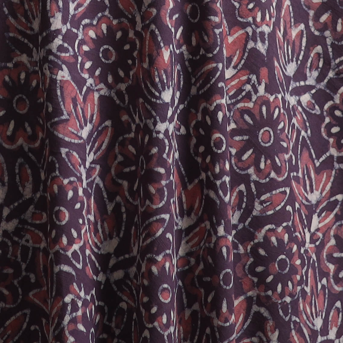 Purple - Bagru Dabu Hand Block Print Natural Dyed Cotton Fabric 56