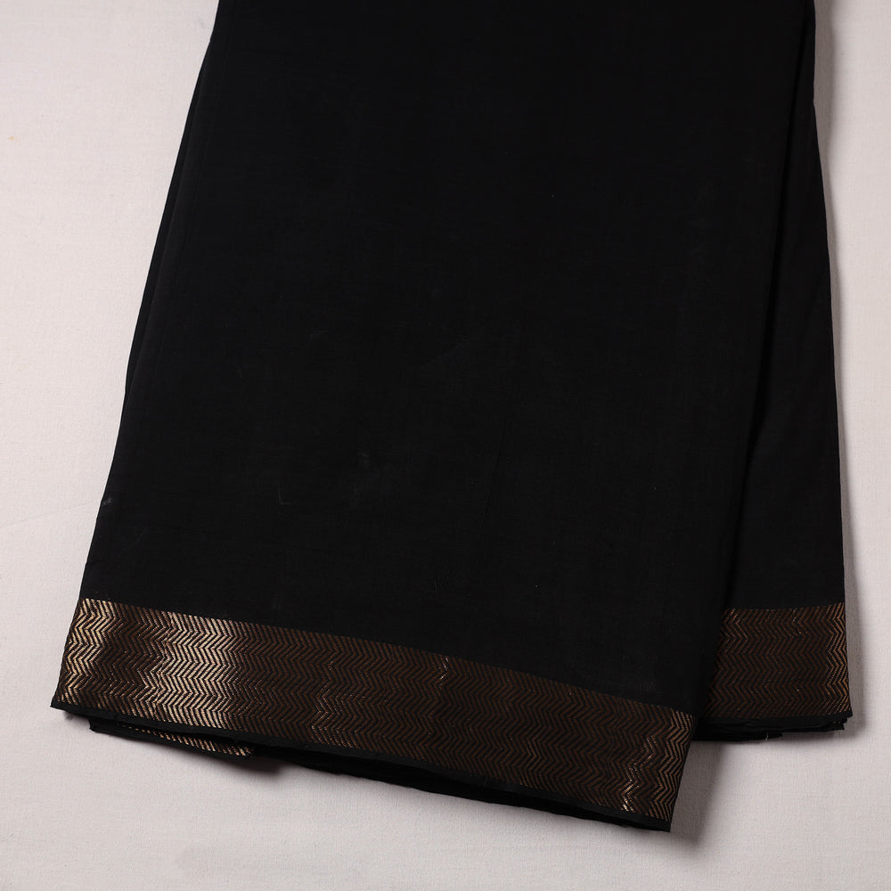 Black - Handloom Mangalagiri Cotton Fabric with Zari Border 10