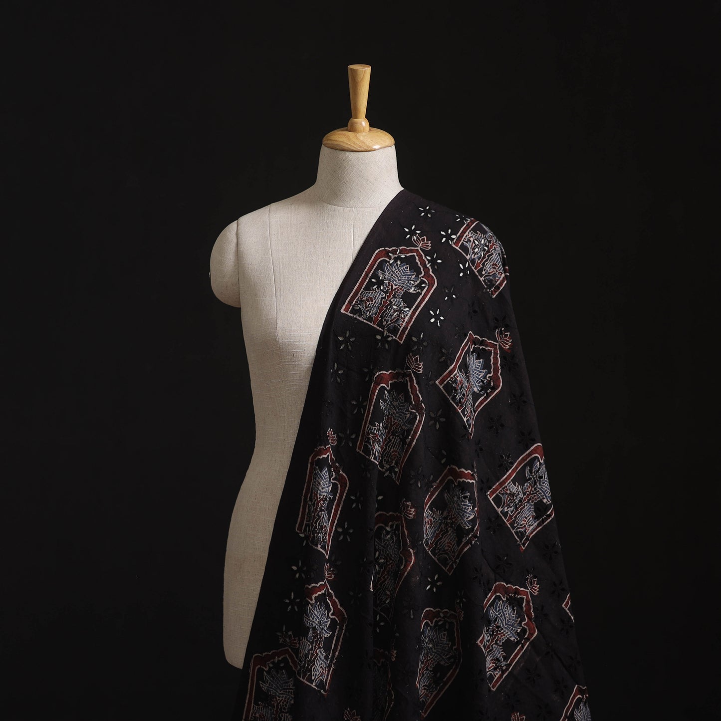 Natural Dyed Ajrakh Hand Block Print Cotton Hakoba Fabric 105