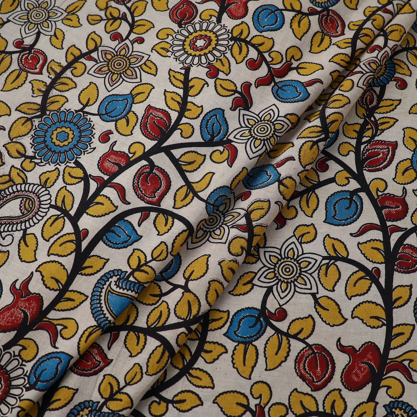 Buy Multicolor Cotton Kalamkari Print Fabric