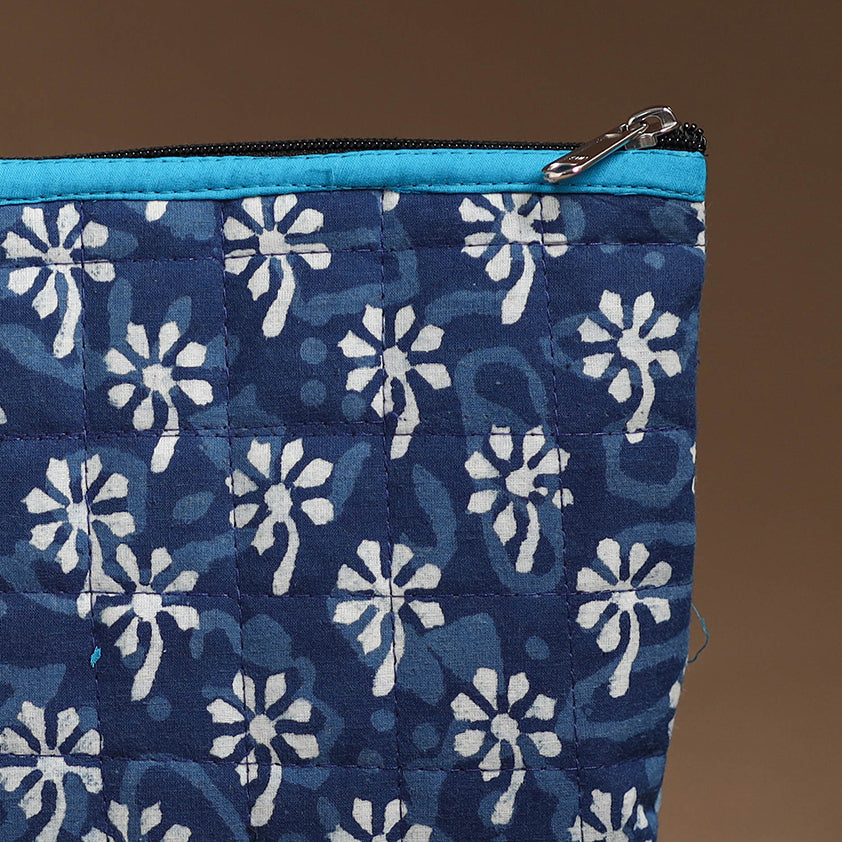 Blue - Handmade Quilted Cotton Utility Pouch 94