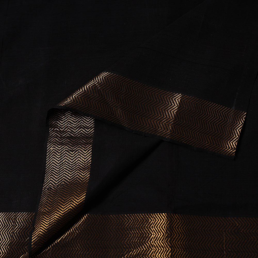 Black - Handloom Mangalagiri Cotton Fabric with Zari Border 10