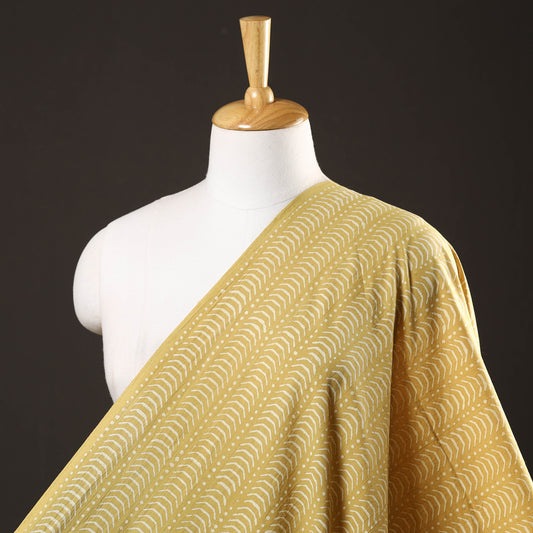 Yellow - Pipad Block Printed Cotton Fabric
