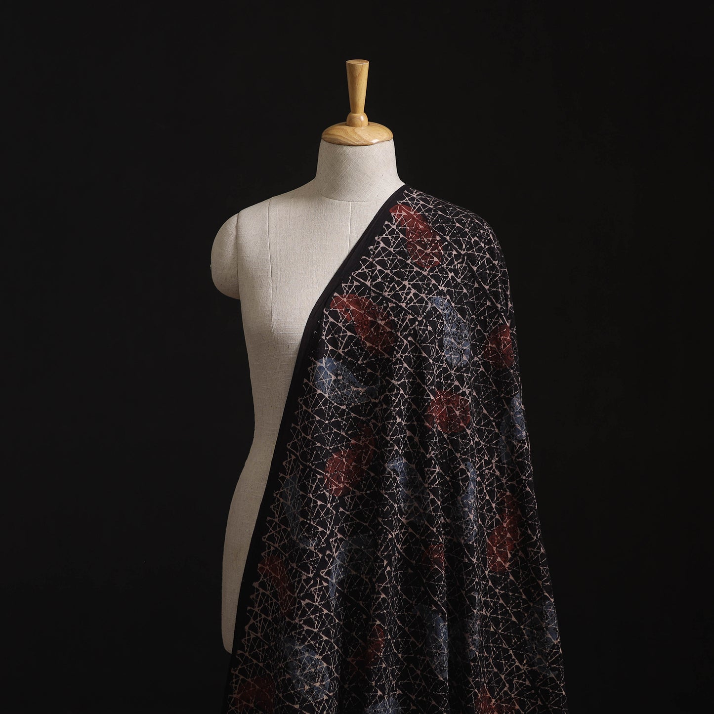 Natural Dyed Ajrakh Hand Block Print Cotton Hakoba Fabric 107