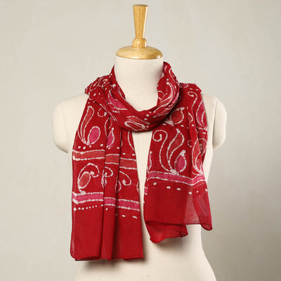 Red - Hand Batik Printed Mul Cotton Stole 04