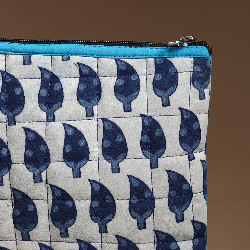 Blue - Handmade Quilted Cotton Utility Pouch 95