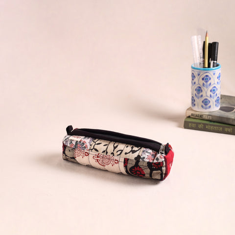 Patchwork quilted pencil pouch