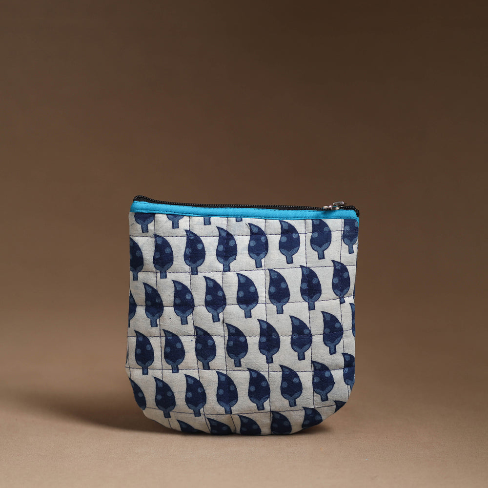 Blue - Handmade Quilted Cotton Utility Pouch 95