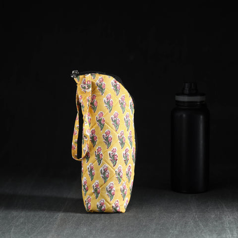 Yellow Handmade Cotton 1L Water Bottle Cover