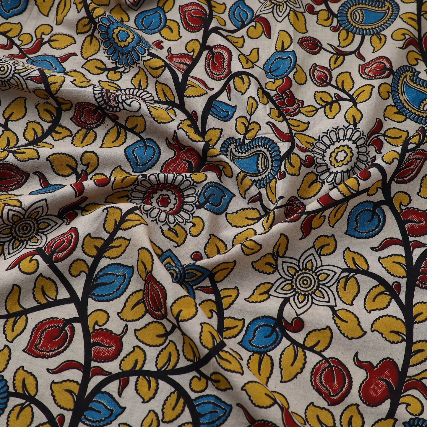 Buy Multicolor Cotton Kalamkari Print Fabric