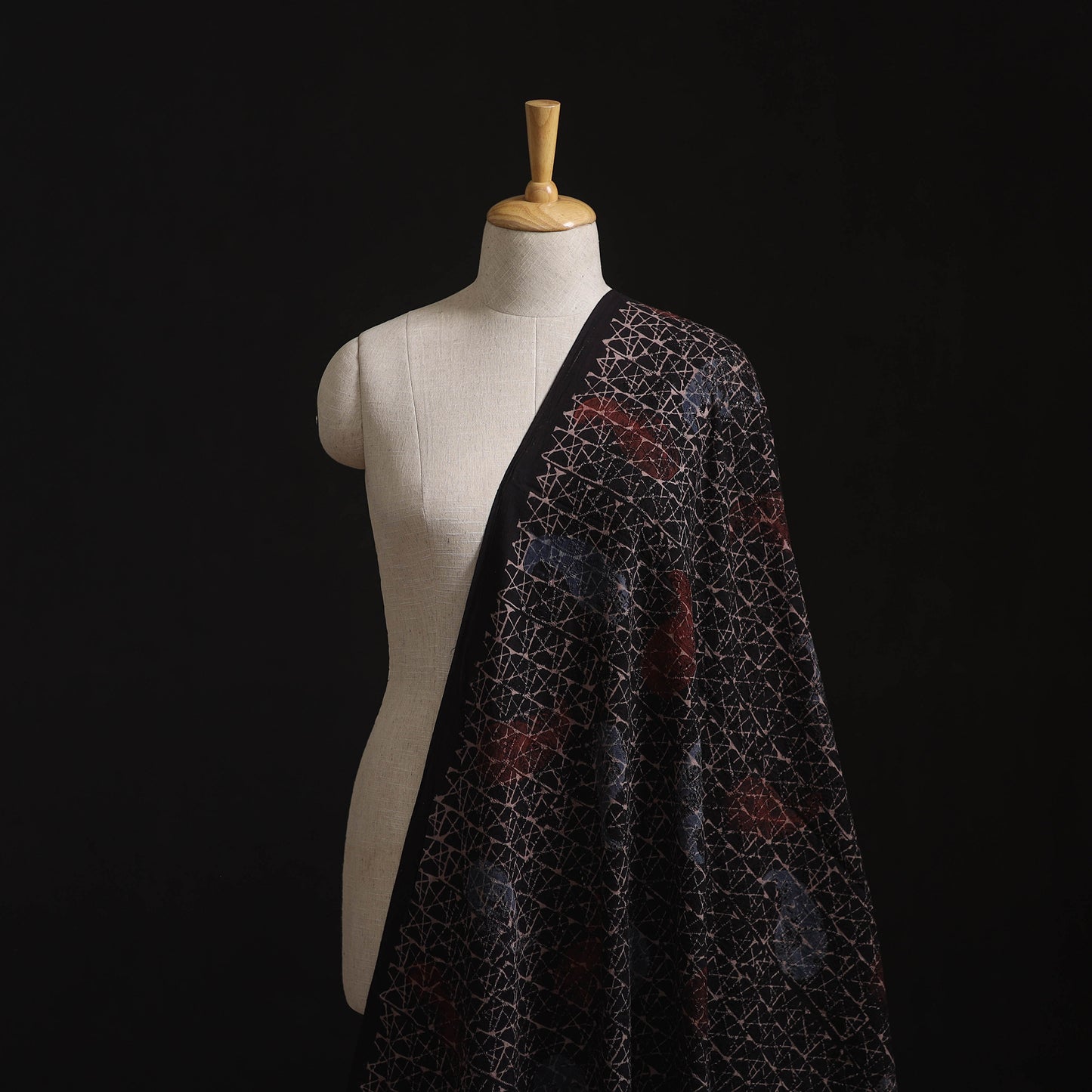 Natural Dyed Ajrakh Hand Block Print Cotton Hakoba Fabric 109