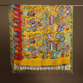 Pen Work Mangalagiri Cotton Handpainted Kalamkari Dupatta