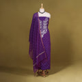 Purple 2pc Mul Chanderi Unstitched Chikankari Dress Material