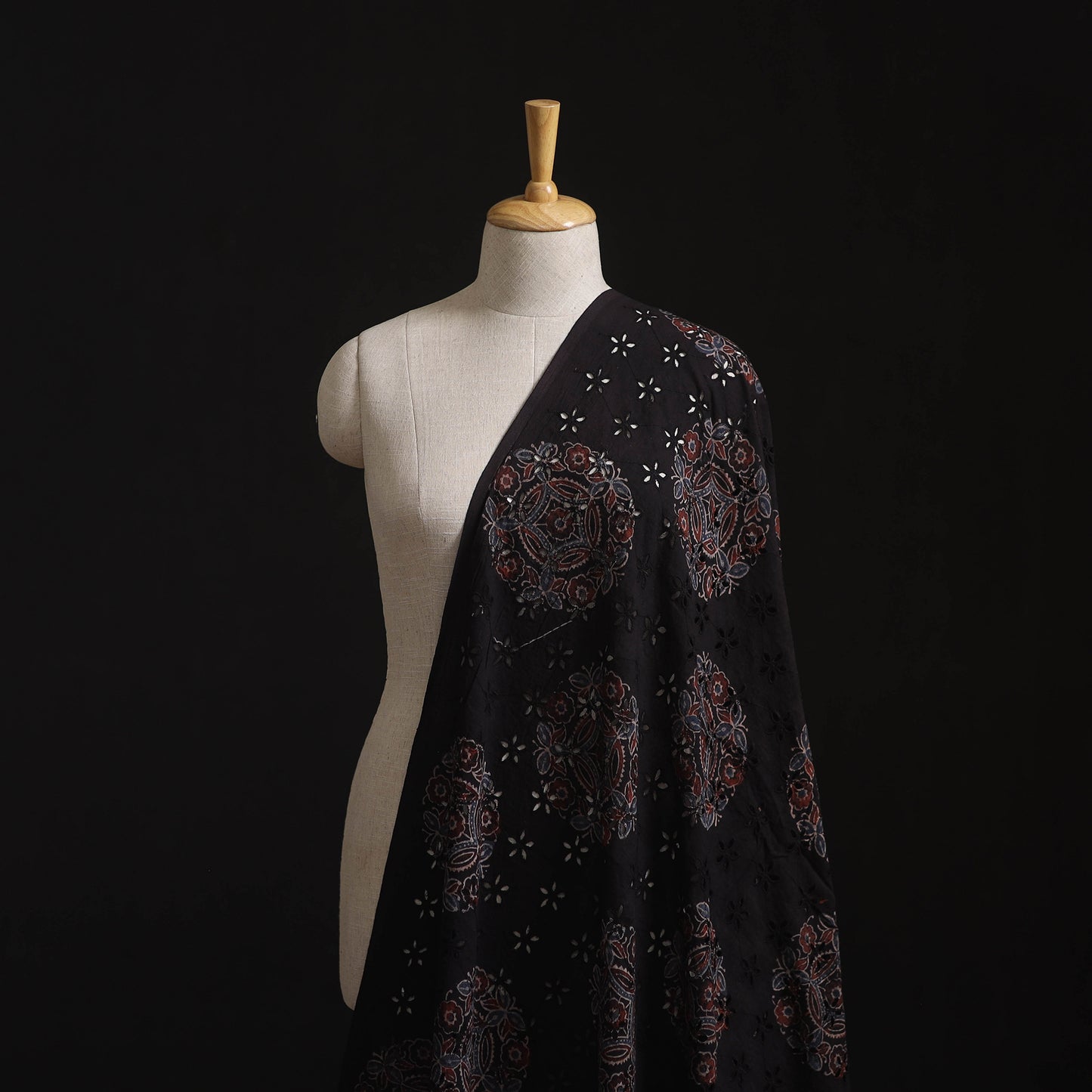 Natural Dyed Ajrakh Hand Block Print Cotton Hakoba Fabric 110