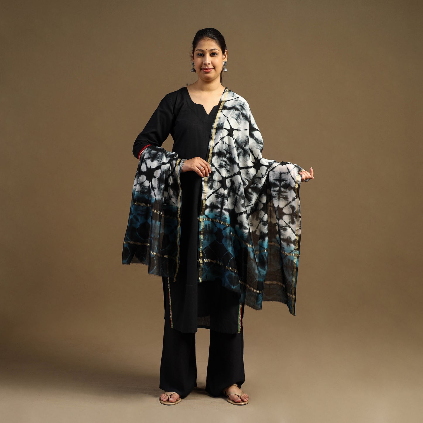 Buy Handloom Tie-Dye Chanderi Silk Shibori Dupatta