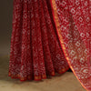 Red Kota Doria Cotton Hand Batik Print Saree