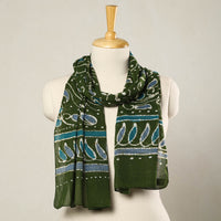 Green - Hand Batik Printed Mul Cotton Stole 08