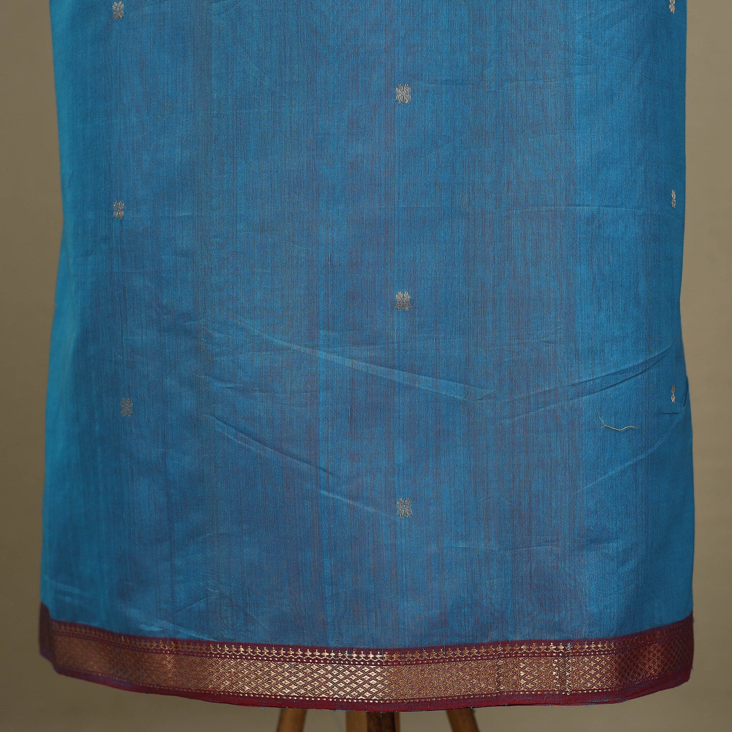 Blue - 3pc Handloom Nakshi Zari Unstitched Chanderi Silk Dress Material 
