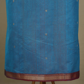Blue - 3pc Handloom Nakshi Zari Unstitched Chanderi Silk Dress Material 