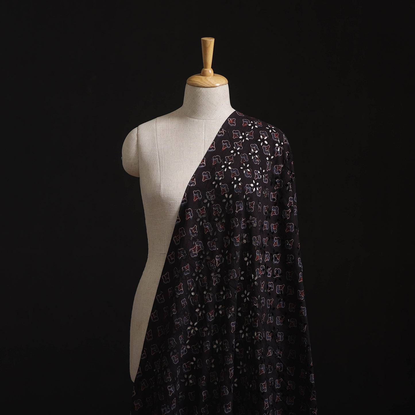 Natural Dyed Ajrakh Hand Block Print Cotton Hakoba Fabric 112