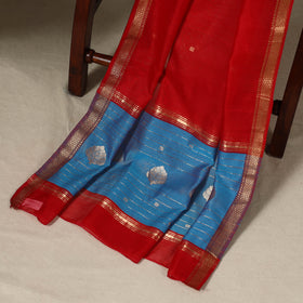 Blue - 3pc Handloom Nakshi Zari Unstitched Chanderi Silk Dress Material 