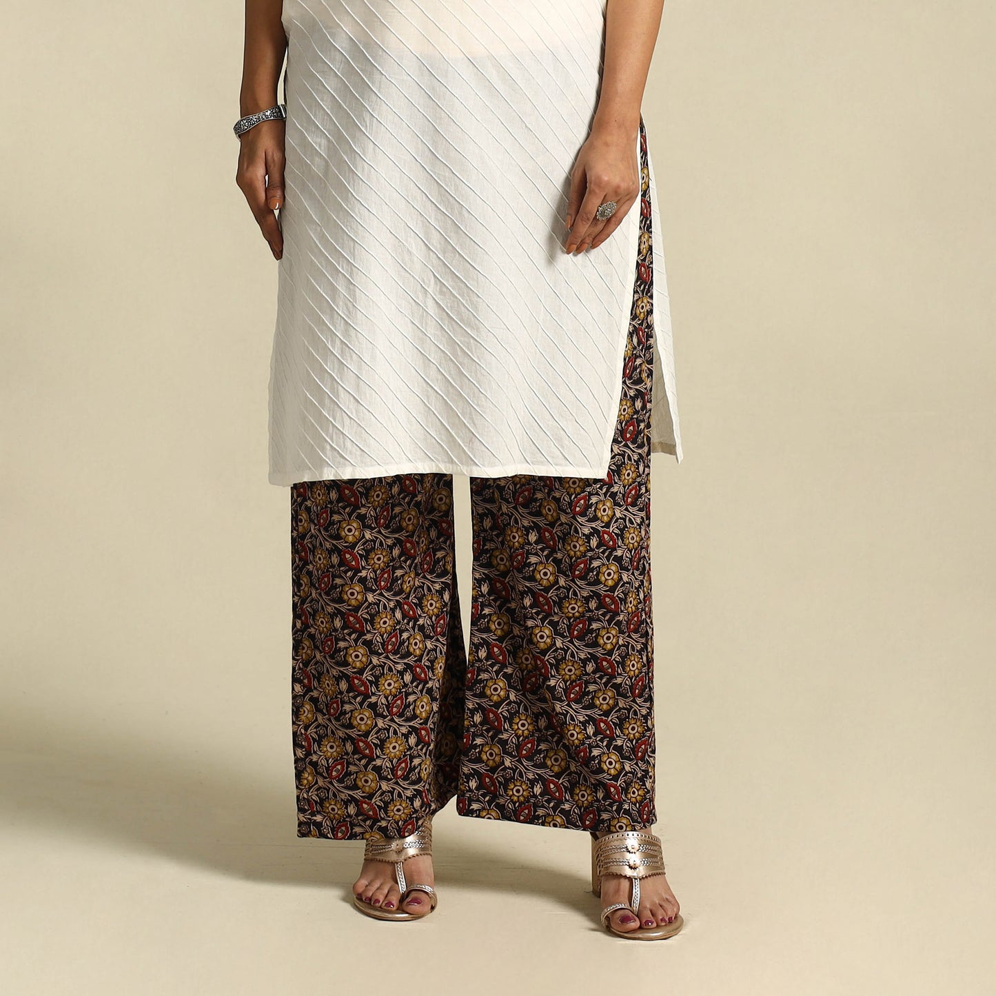  Multicolor Pedana Block Print Cotton Kalamkari Palazzo