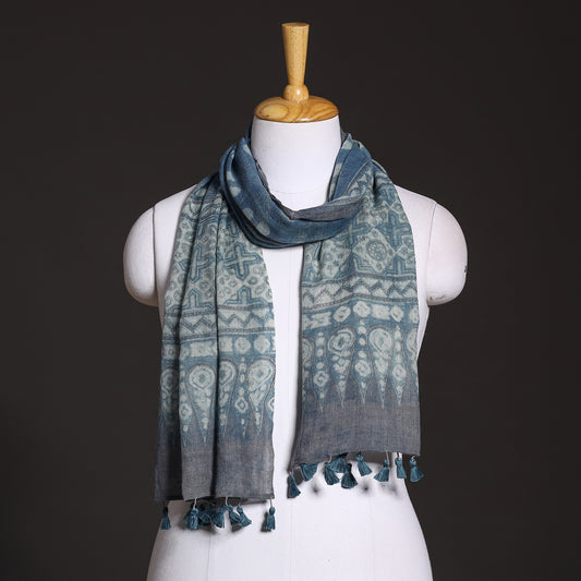 Blue - Ajrakh Hand Block Printed Pure Woolen Stole