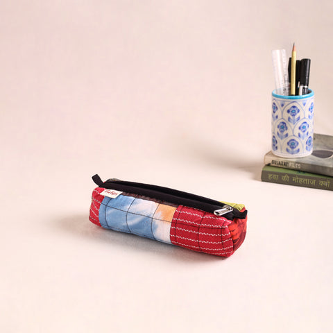 Patchwork quilted pencil pouch