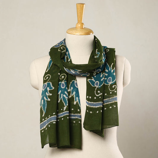 Green - Hand Batik Printed Mul Cotton Stole 11