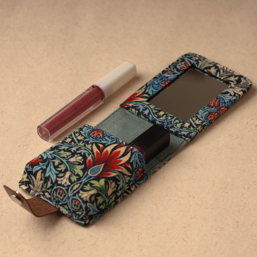 Floral Printed Handcrafted Lipstick Case With Mirror (4 x 3 in) 15