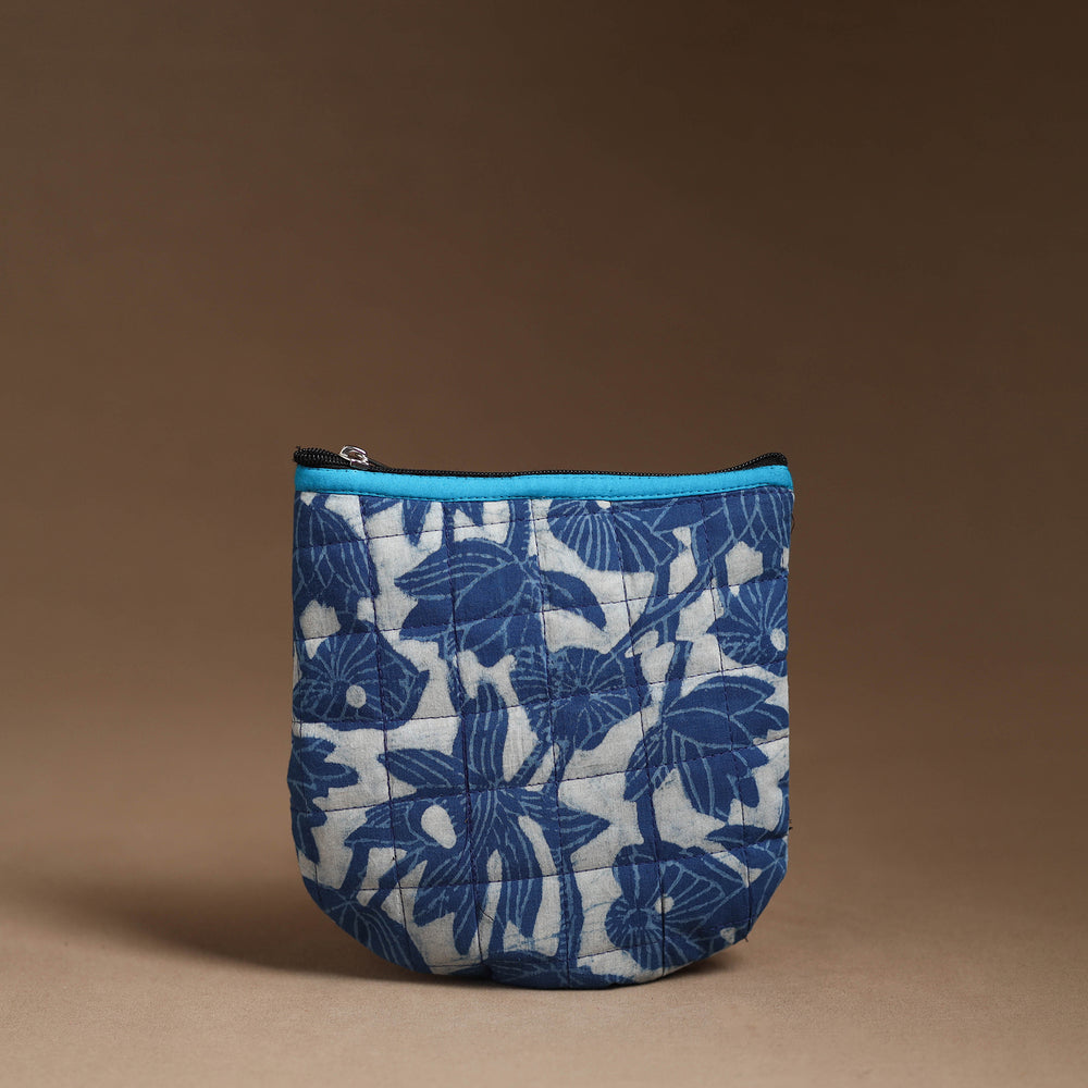 Blue - Handmade Quilted Cotton Utility Pouch 91