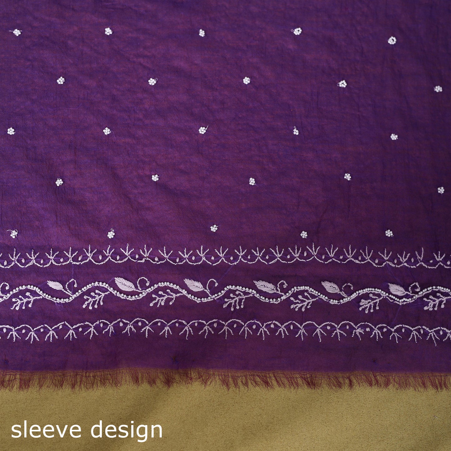 Purple 2pc Mul Chanderi Unstitched Chikankari Dress Material