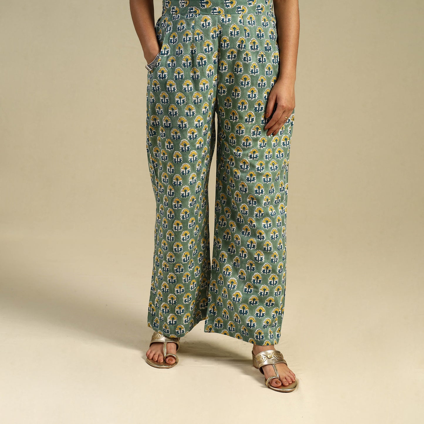  Block Print Cotton Sanganeri Palazzo 