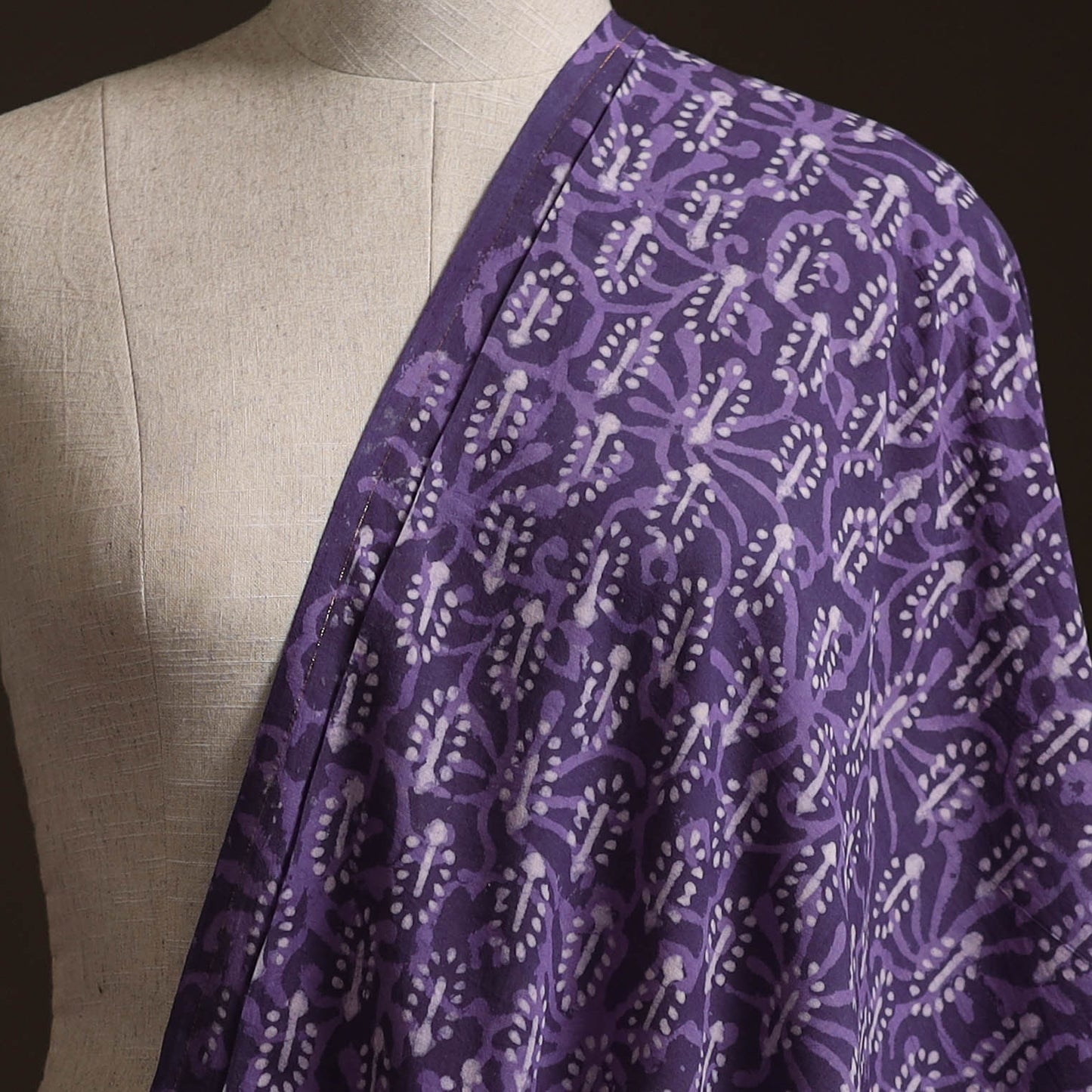 Purple - Bagru Dabu Hand Block Print Natural Dyed Cotton Fabric 60