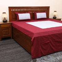 Maroon - Patchwork Cotton Double Jacquard Bedsheet Set 08