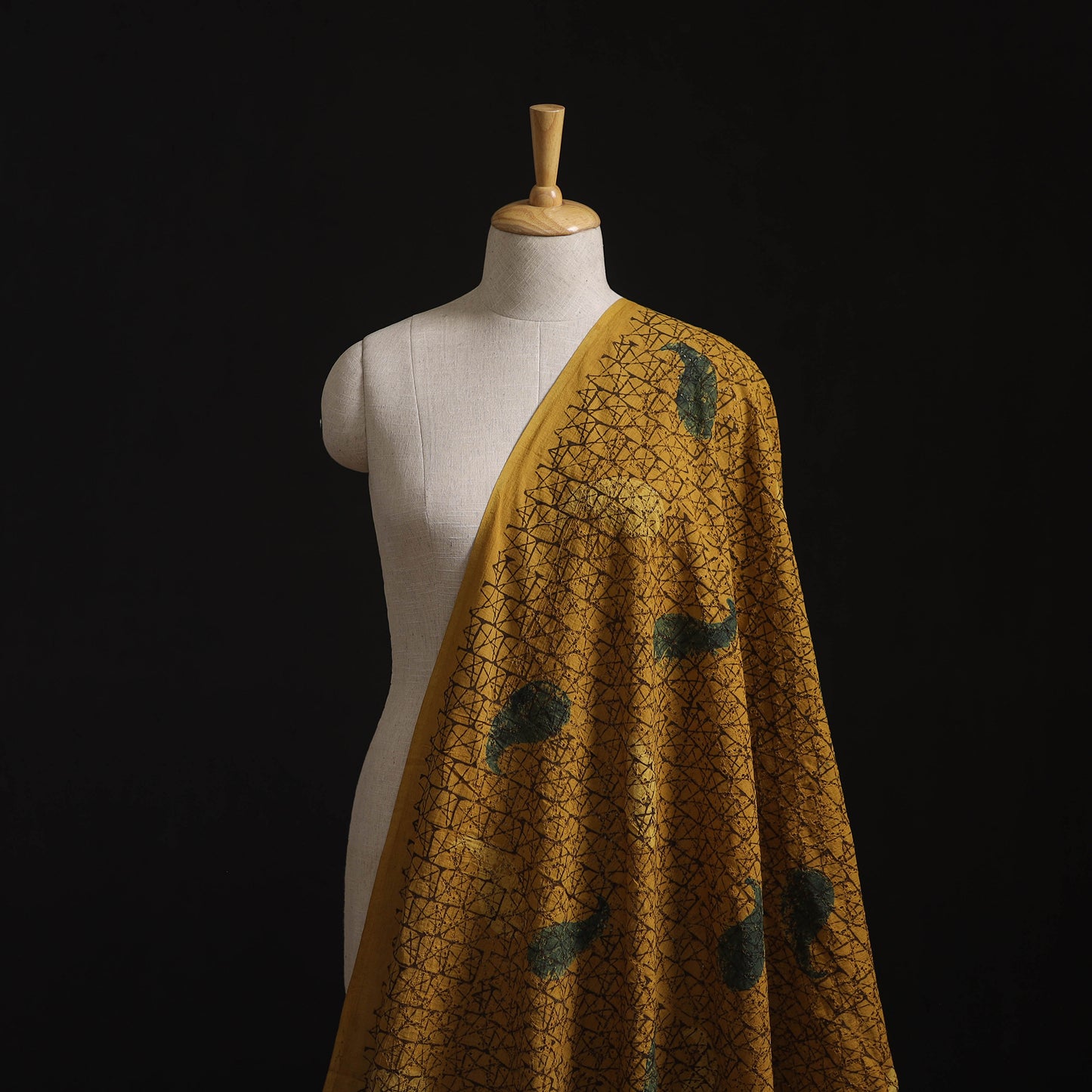 Natural Dyed Ajrakh Hand Block Print Cotton Hakoba Fabric 117