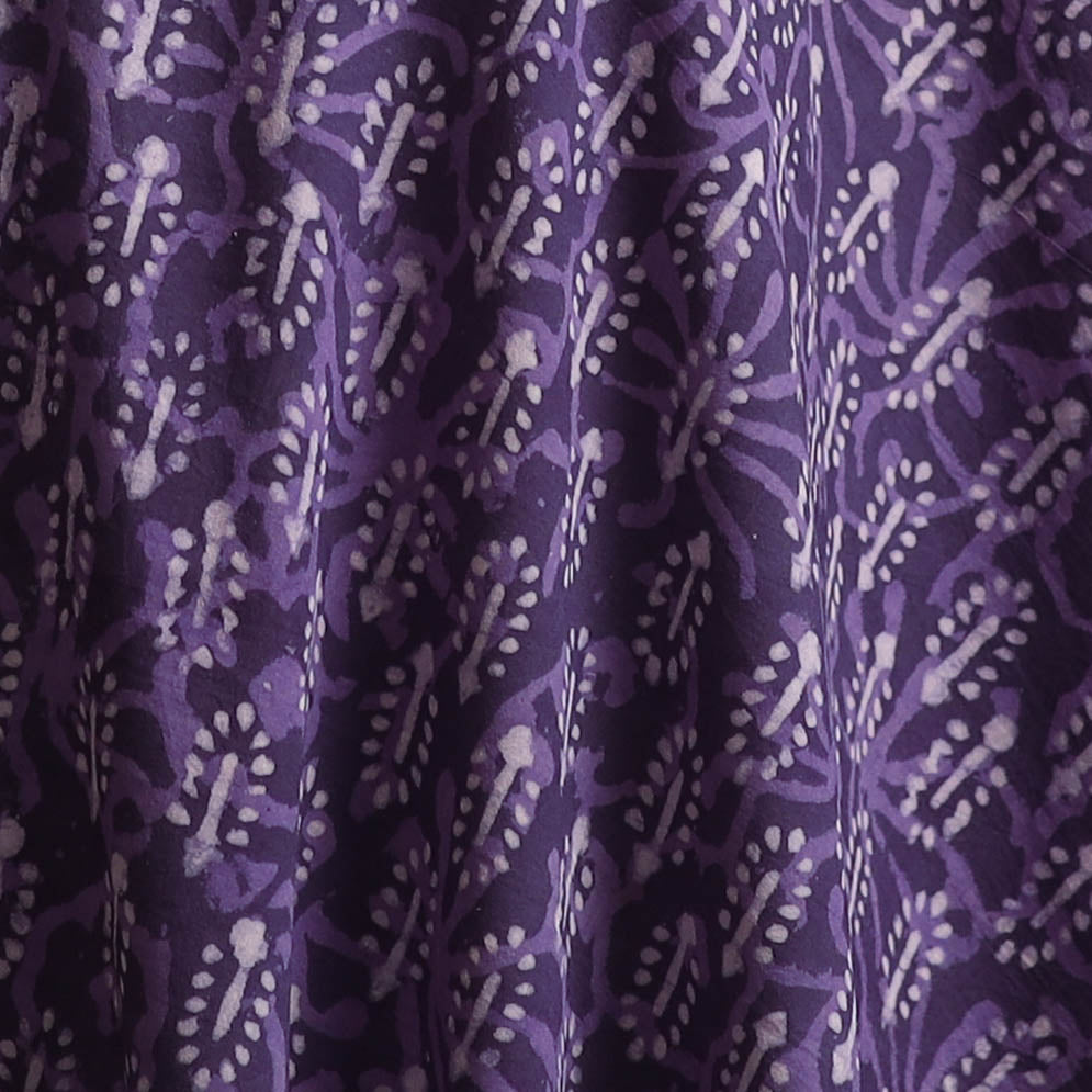 Purple - Bagru Dabu Hand Block Print Natural Dyed Cotton Fabric 60