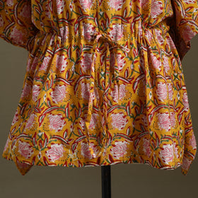 Yellow - sanganeri cotton kaftan (short) 44 - handcrafted