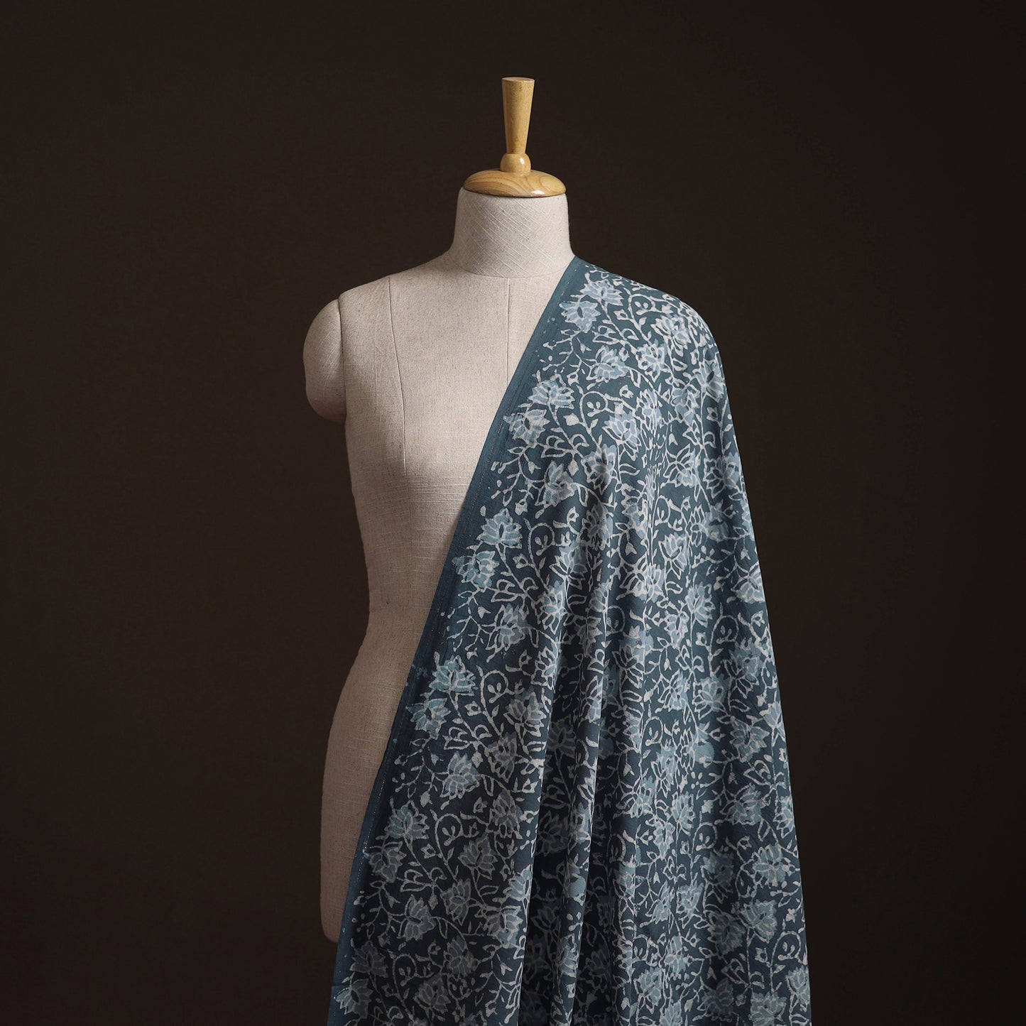 Blue - Bagru Dabu Hand Block Print Natural Dyed Cotton Fabric 61