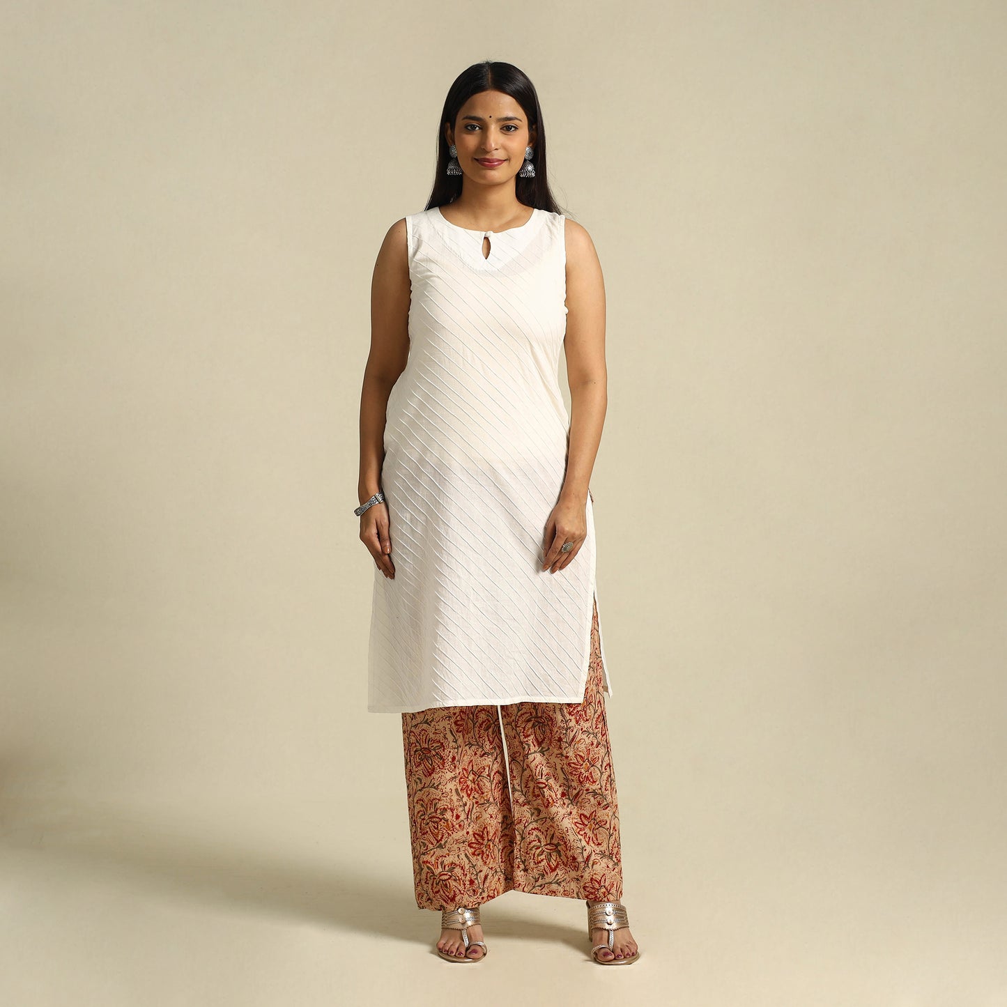  Multicolor Pedana Block Print Cotton Kalamkari Palazzo