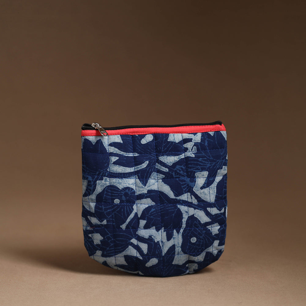 Blue - Handmade Quilted Cotton Utility Pouch 89