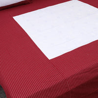 Maroon - Patchwork Cotton Double Jacquard Bedsheet Set 08