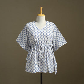 White - sanganeri cotton kaftan (short) 45 - handcrafted