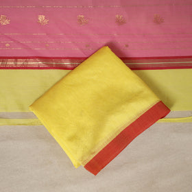 Pink - 3pc Handloom Nakshi Zari Unstitched Chanderi Silk Dress Material 