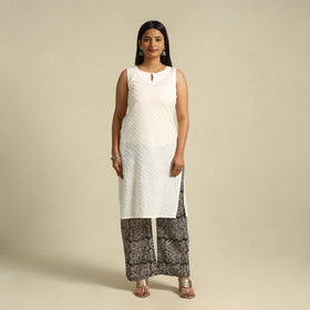  Black Pedana Block Print Mul Cotton Kalamkari Palazzo