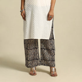  Black Pedana Block Print Mul Cotton Kalamkari Palazzo